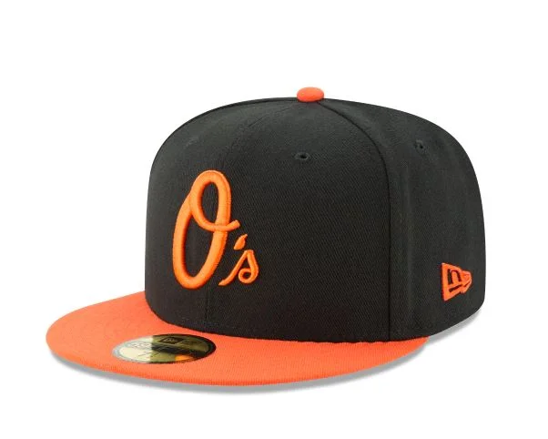 Visor Hat-BALTIMORE ORIOLES NEW ERA ALTERNATIVE AUTHENTIC COLLECTION 59FIFTY FITTED-ON-FIELD COLLECTION BLACK/ORANGE