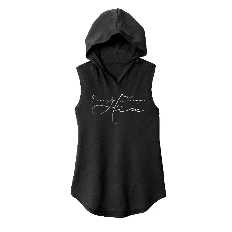 Rain Hoodie-Strength Through Him Sleeveless Tank Hoodie