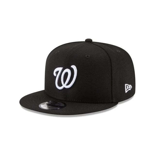 Classic Baseball Hat-WASHINGTON NATIONALS NEW ERA BASIC COLLECTION SNAPBACK 9FIFTY-BLACK AND WHITE