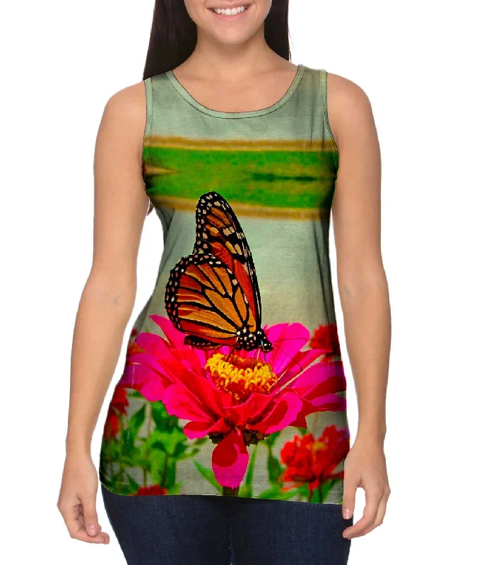 Sleeveless Hoodie-Pink Flower Butterfly