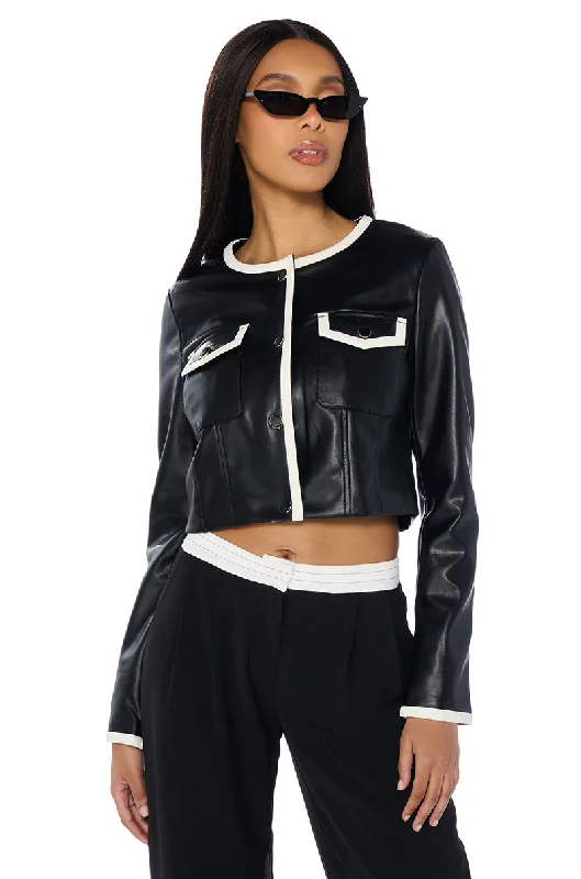 Graphic Jacket-SOFIA PU MOTO JACKET