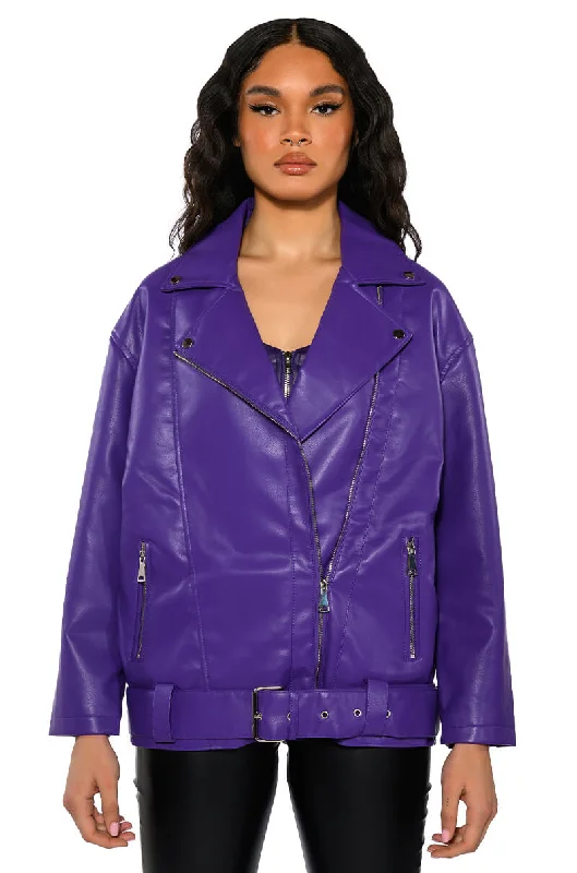 Urban Street Jacket-OVERSIZED SATURATED PURPLE MOTO JACKET