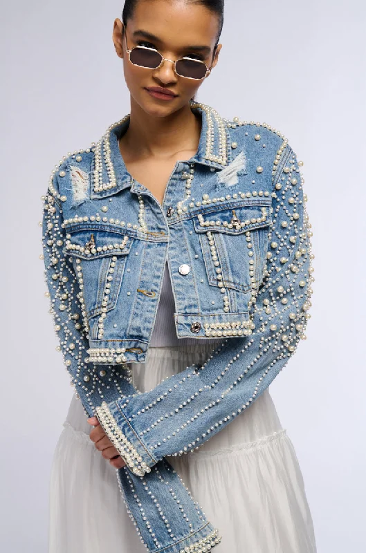 Denim Jacket-LUCKY YOU CROPPED PEARL DENIM JACKET