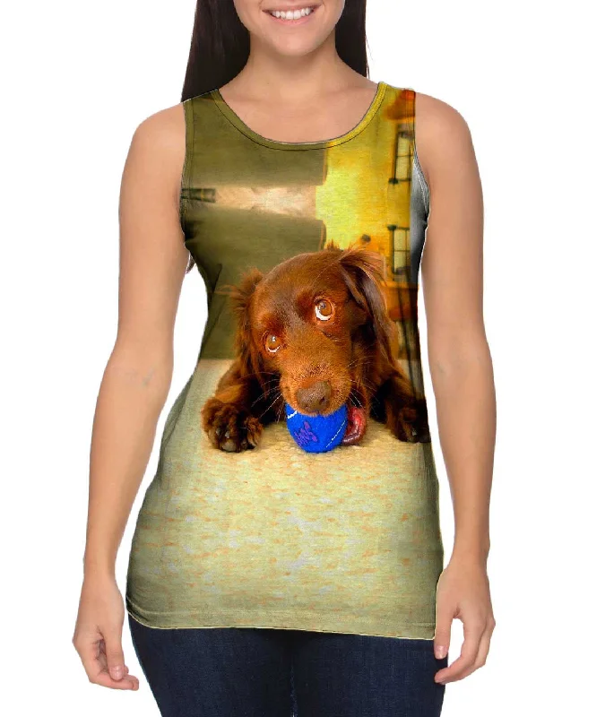 Slim Fit Tank-Playful Dachshund