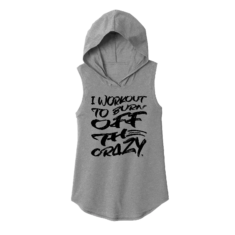 Cozy Pullover Hoodie-Burn Off the Crazy (BLACK) Sleeveless Hoodie