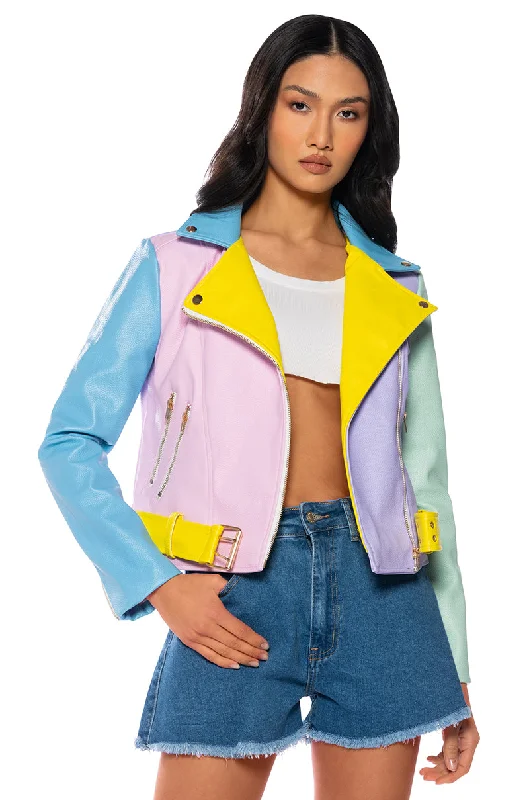 Quilted Jacket-PASTEL DREAMS MOTO JACKET