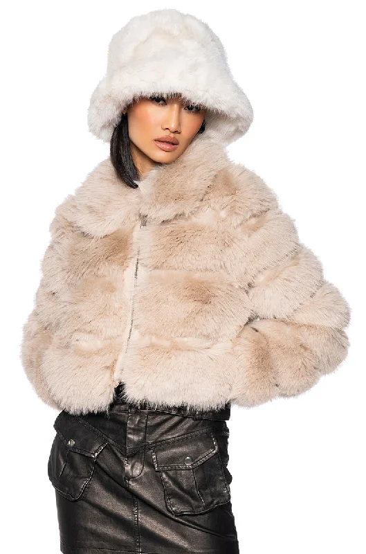 Designer Jacket-AZALEA WANG KOKO FAUX FUR ZIP UP JACKET