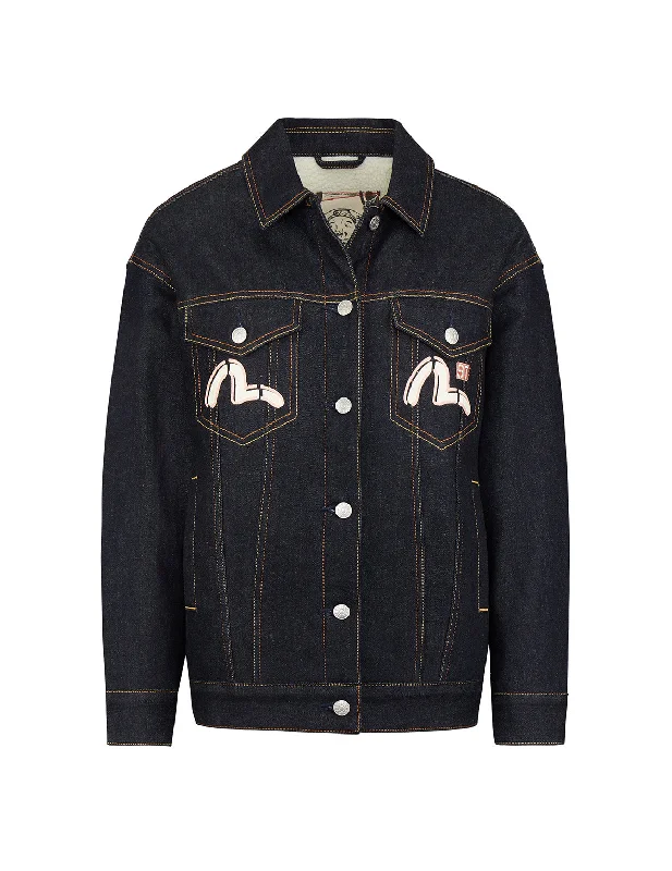 Graphic Jacket-Brushstroke Godhead Denim Jacket