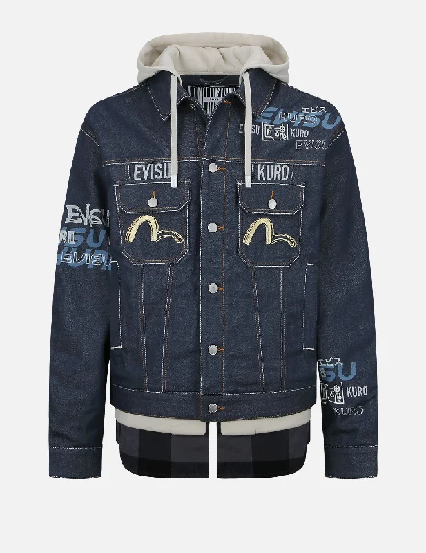 Performance Jacket-Logo Print Mock 3-in-1 Padded Denim Jacket