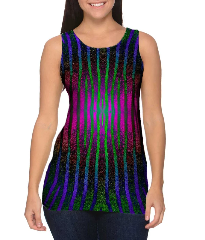 Loose Fit Tank-Pink Purple Green Zebra Stripes