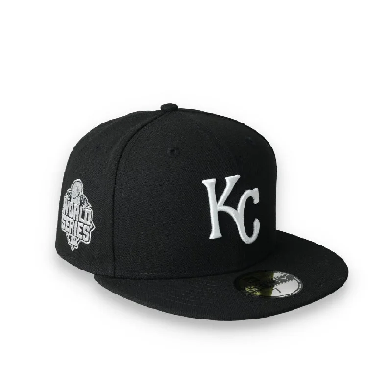 Customizable Hat-New Era Kansas City Royals Side Patch 2015 World Series 59Fifty Fitted Hat-Black/White