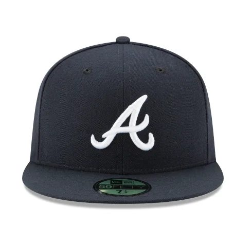 Printed Hat-ATLANTA BRAVES NEW ERA ROAD AUTHENTIC COLLECTION 59FIFTY FITTED-ON-FIELD COLLECTION -BLUE/WHITE