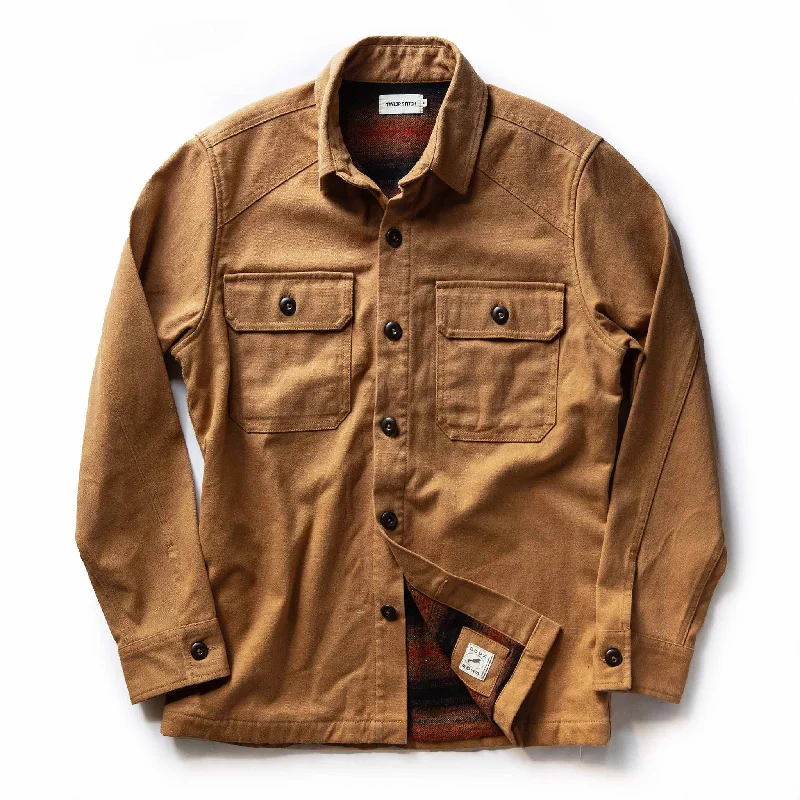 Outdoor Jacket-The Lined Shop Shirt in Tobacco Boss Duck