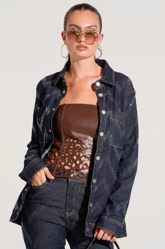 Fashion-forward Jacket-GOOD KARMA EMBELLISHED DENIM JACKET