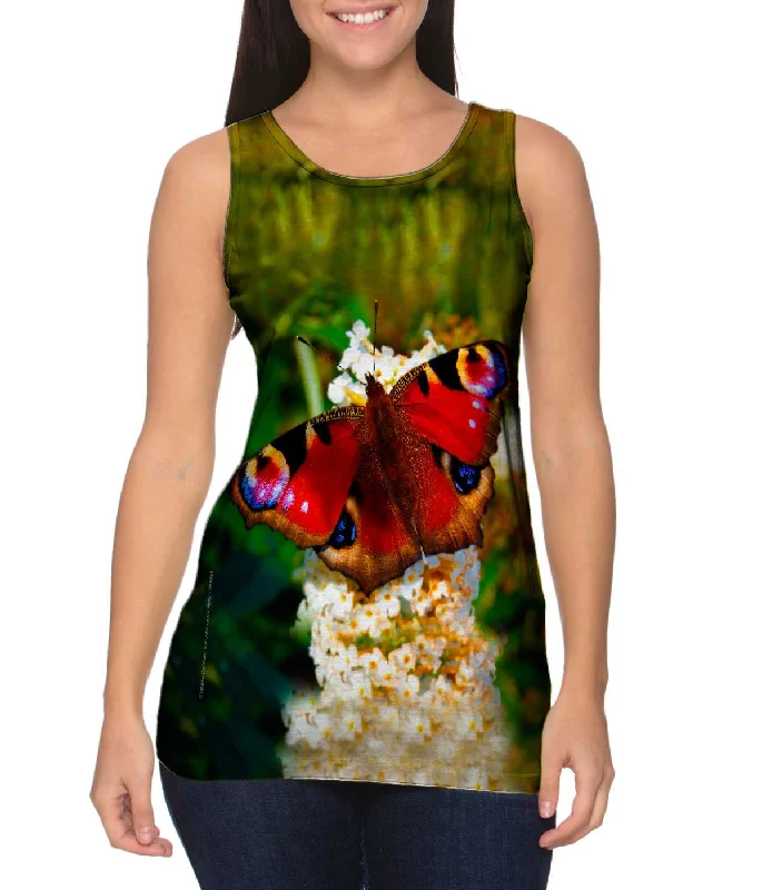 Loose Fit Tank-Redfurry Butterfly