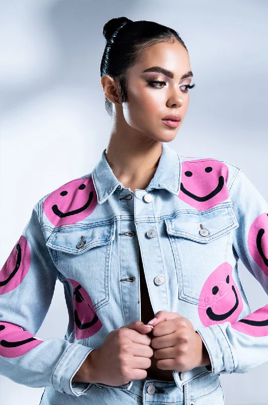 Vintage Jacket-SMILEY FACE DENIM JACKET