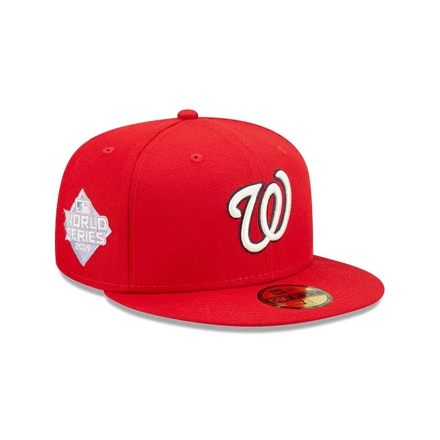 Fedora Hat-NEW ERA WASHINGTON NATIONALS 2019 WORLD SERIES POP SWEAT 59FIFTY FITTED LILAC BOTTOM