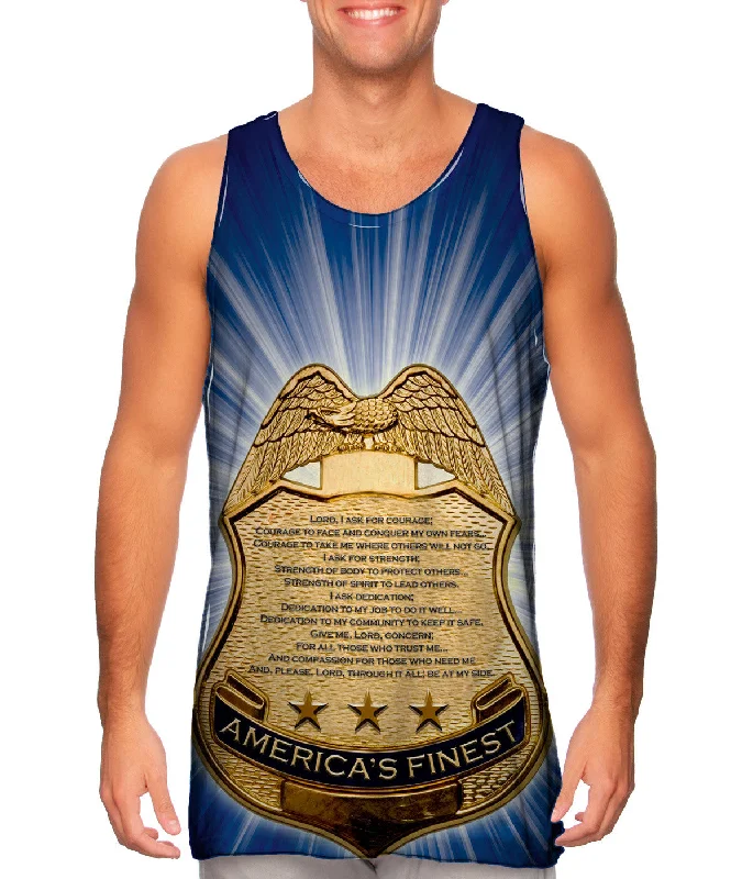 Fashion-forward Tank-Police Prayer Badge