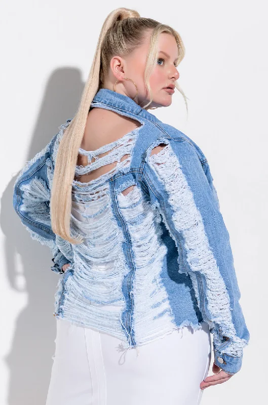 Urban Street Jacket-PLUS ULTRA DISTRESSED CROP DENIM JACKET