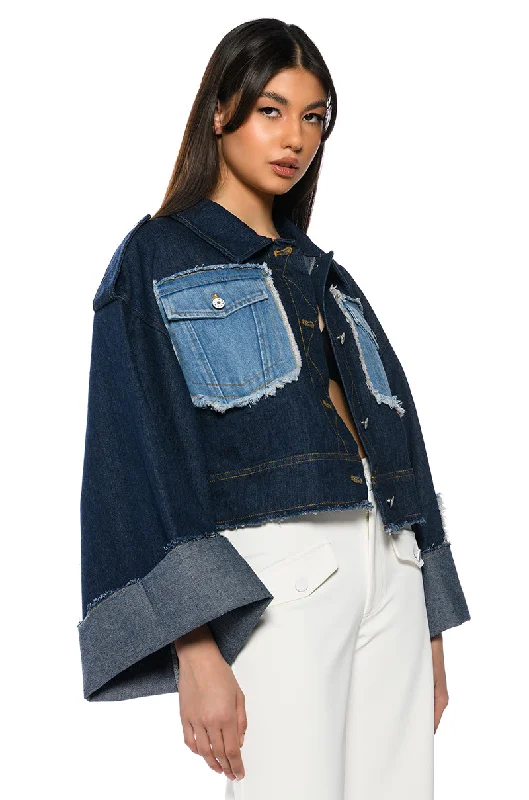 Modern Bomber Jacket-RAW DENIM OVERSIZED JACKET