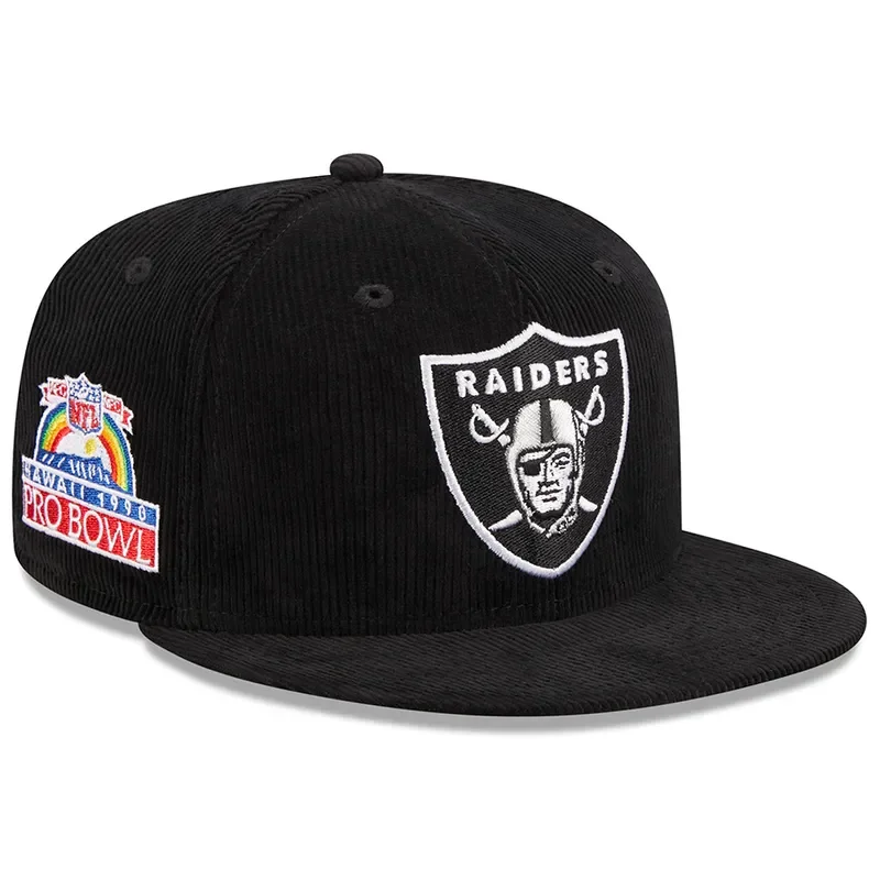 Adventure Hat-New Era Las Vegas Raiders Side Patch corduroy Fitted Hat-Black