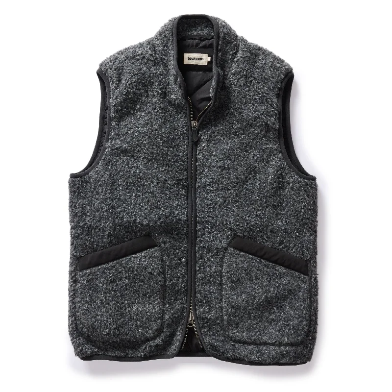 Lightweight Windbreaker Jacket-The Port Vest in Coal Marl Boucle Fleece