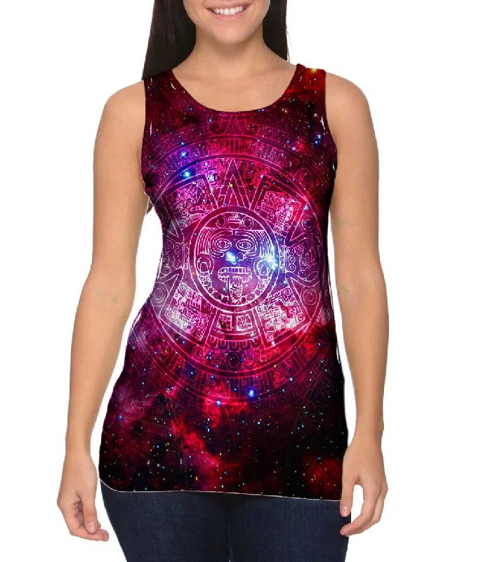 Relaxed Fit Tank-Pink Galaxy Aztec Cluster