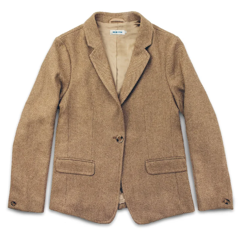 Stylish Puffer Jacket-The Telegraph Blazer in Camel Italian Herringbone