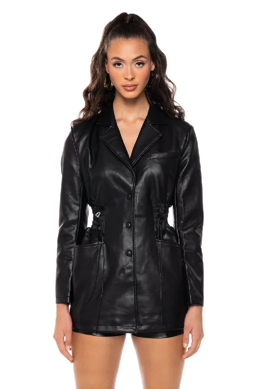 Fashion-forward Jacket-JENNER ROUCHED FITTED BLAZER JACKET