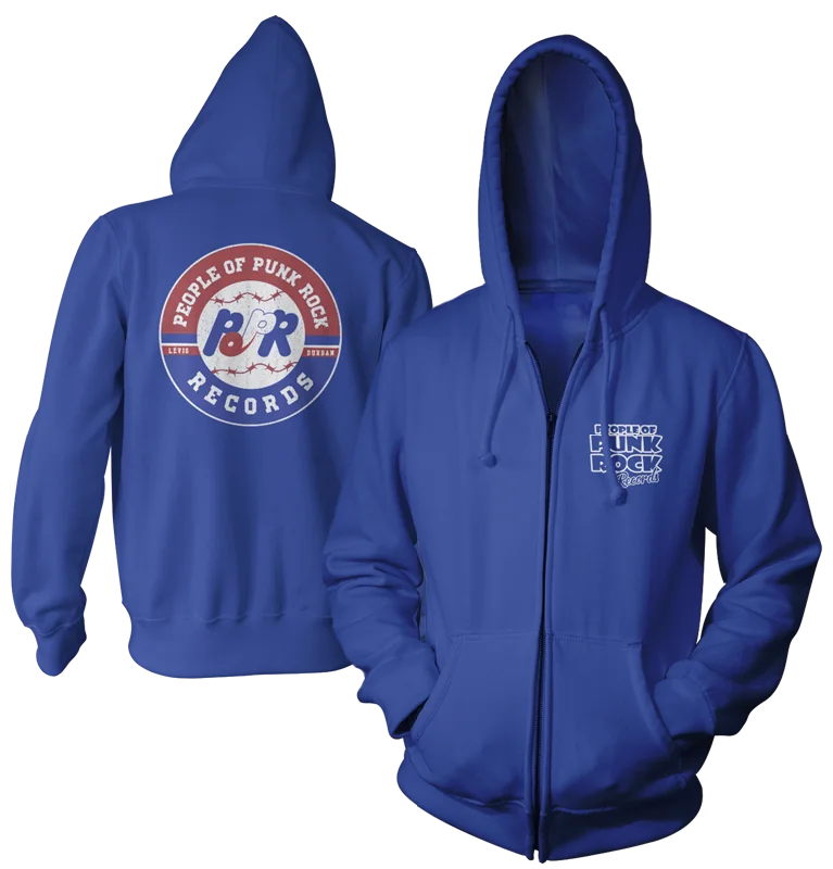 Printed Graphic Hoodie-POPR Records "Expos Logo" (Royal Blue) (Zip Hoodie)