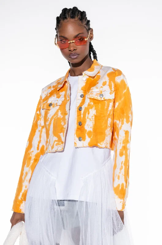 Utility Jacket-AS IF ORANGE TIE DYE DENIM JACKET