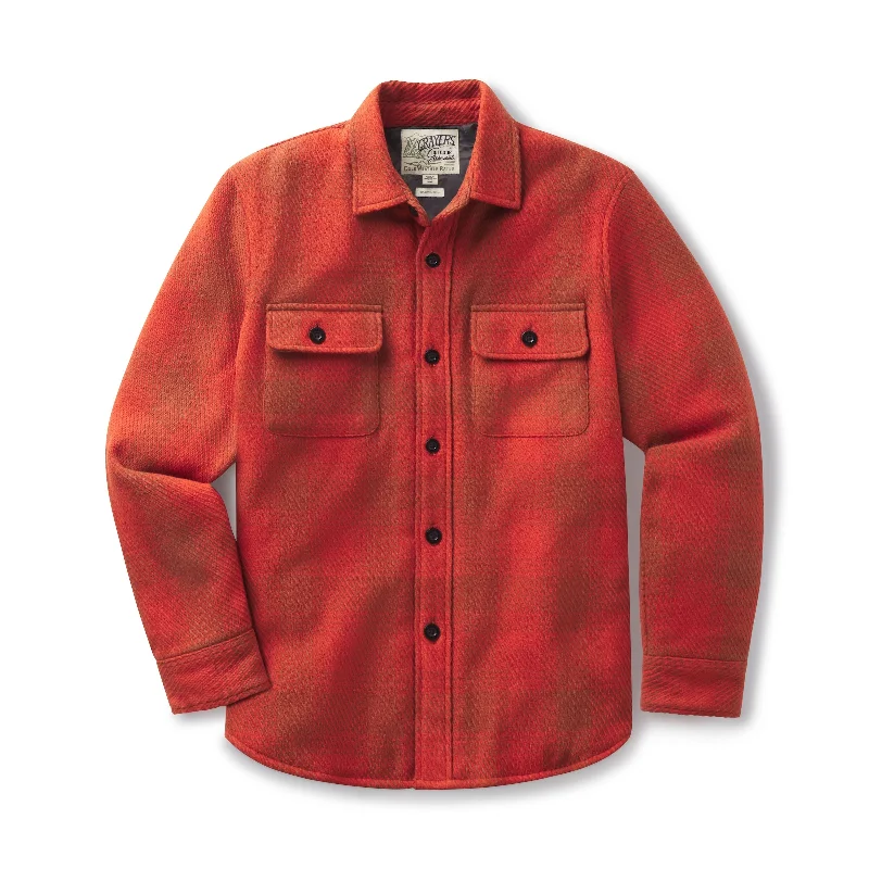 Travel Jacket-Brawny Twill Quilted Shirt Jacket - Rust