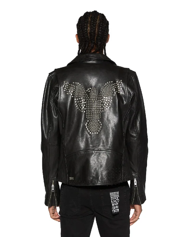 Designer Jacket-EAGLE LEATHER JACKET BLACK