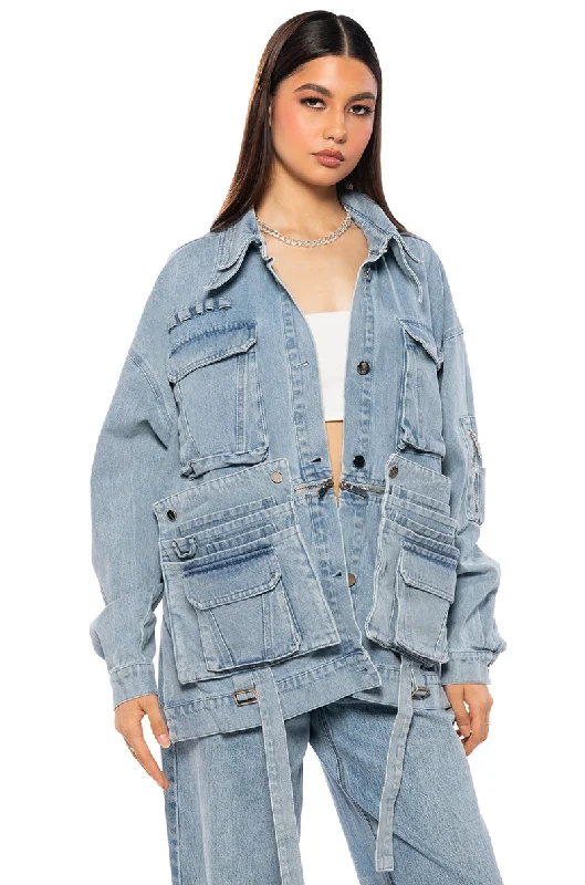 Relaxed Fit Jacket-ASAP POCKET HI LO DENIM JACKET