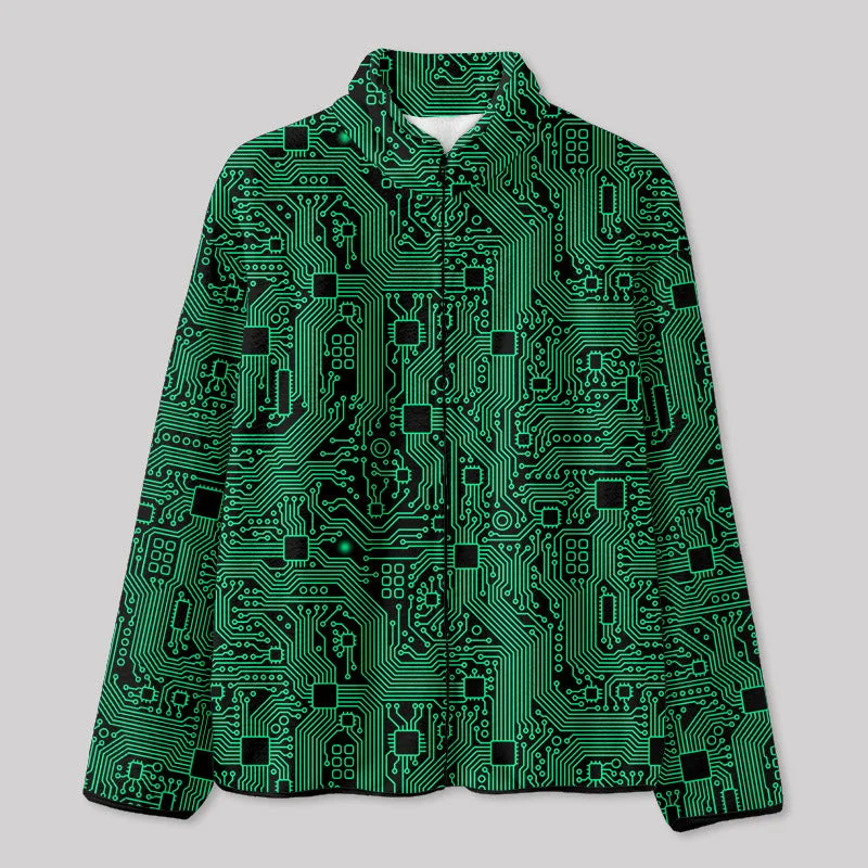 Hoodie Jacket-Computer Circuit Board Green Fleece Jacket