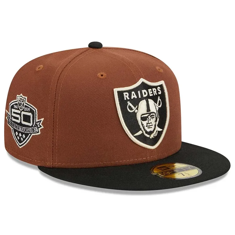 Urban Hat-New Era Las Vegas Raiders Harvest 50th Anniversary Side Patch 59fifty Fitted Hat- Brown