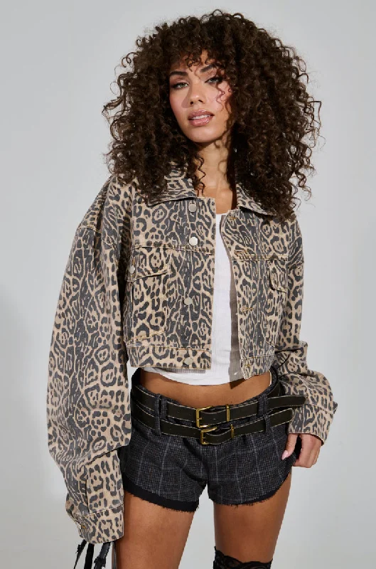 Stylish Puffer Jacket-NO CHEATING PRINTED DENIM JACKET