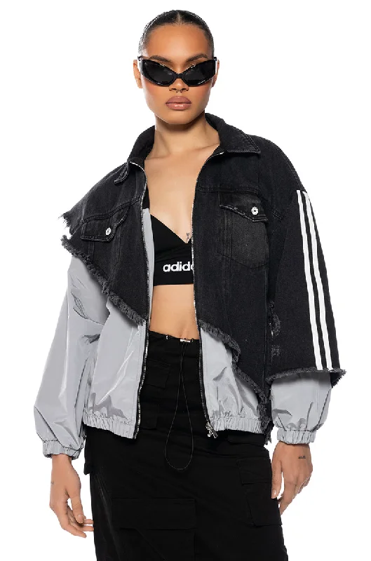 Varsity Jacket-UNDECIDED DENIM BOMBER JACKET