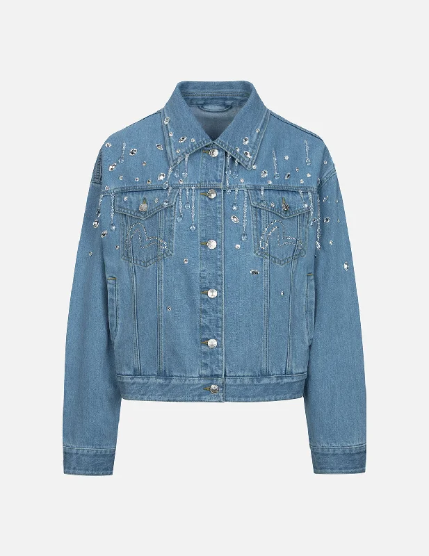 Adventure Ready Jacket-Crystal Embellished Oversized Denim Jacket