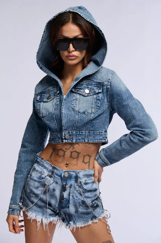 Premium Jacket-GOOD IN THE HOOD CROPPED DENIM JACKET