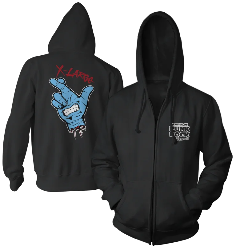 Fashion Hoodie-XLARGE -"XL Hand" (Black) (Zip Hoodie)