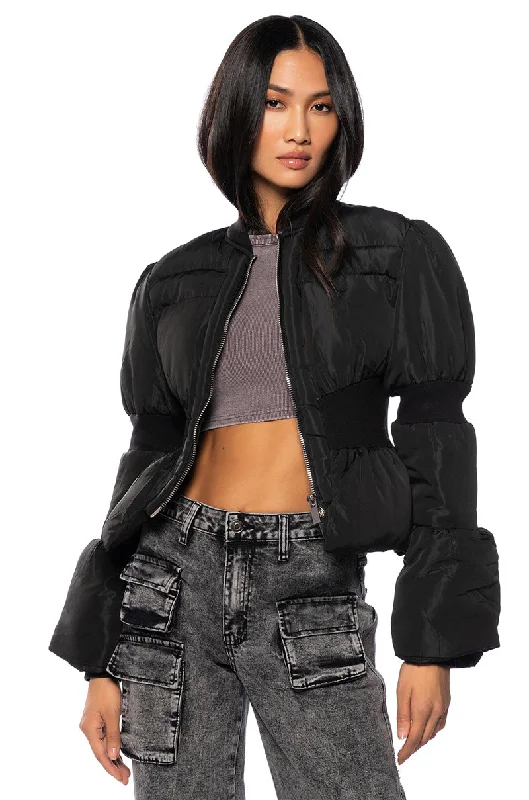 Motorcycle Jacket-WHATEVER FITTED PUFFER JACKET