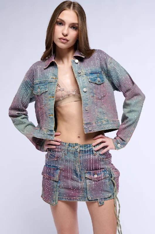 Denim Jacket-DOLL RHINESTONE DENIM JACKET