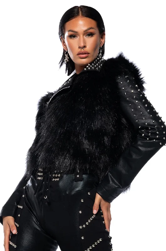 Cozy Jacket-EMMS STUDDED FAUX FUR JACKET