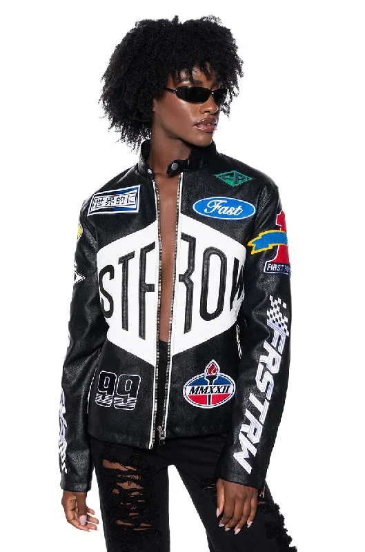 Statement Leather Jacket-FIRST ROW FITTED LEATHER MOTO JACKET