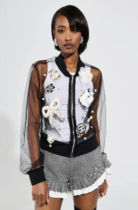 Urban Jacket-LOOK AT ME GO MESH BOMBER JACKET