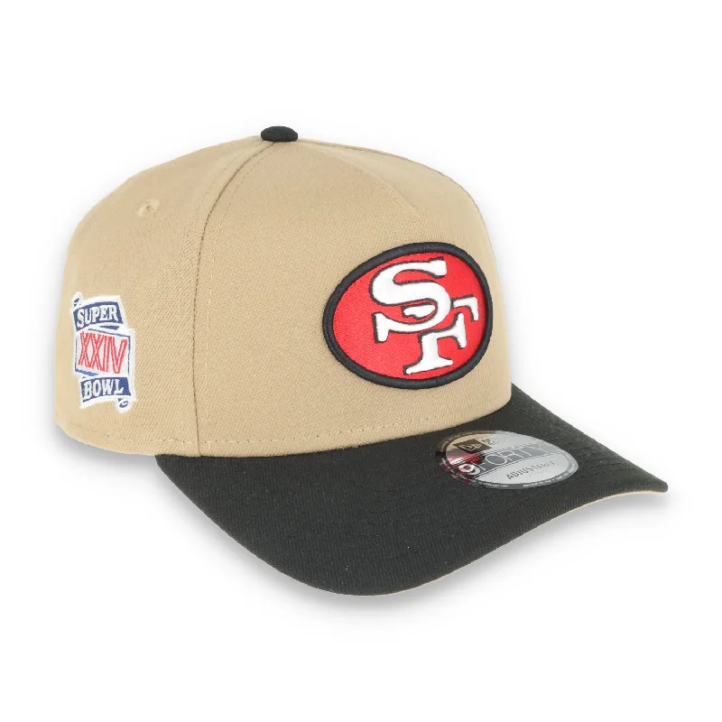 Floral Hat-Exclusive San Francisco 49ers Official A-Frame, Super bowl XXIV Side patch -Tan/Red