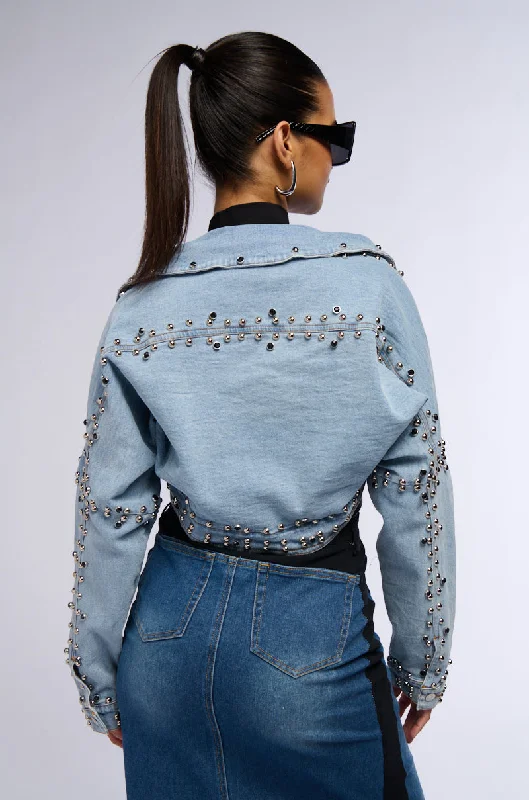 Flexible Jacket-DENIM STUD BOLERO JACKET