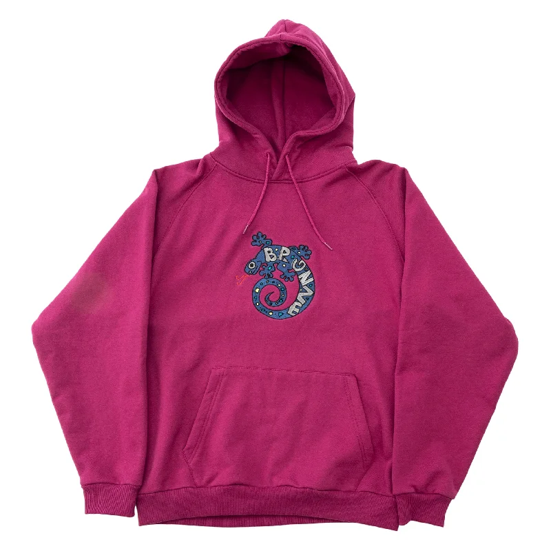 College Style Sweatshirt-Bronze 56K Lizard Hoodie - Magenta