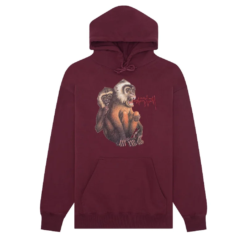 Performance Fleece Sweatshirt-Fucking Awesome Monkey Radar Hoodie - Maroon